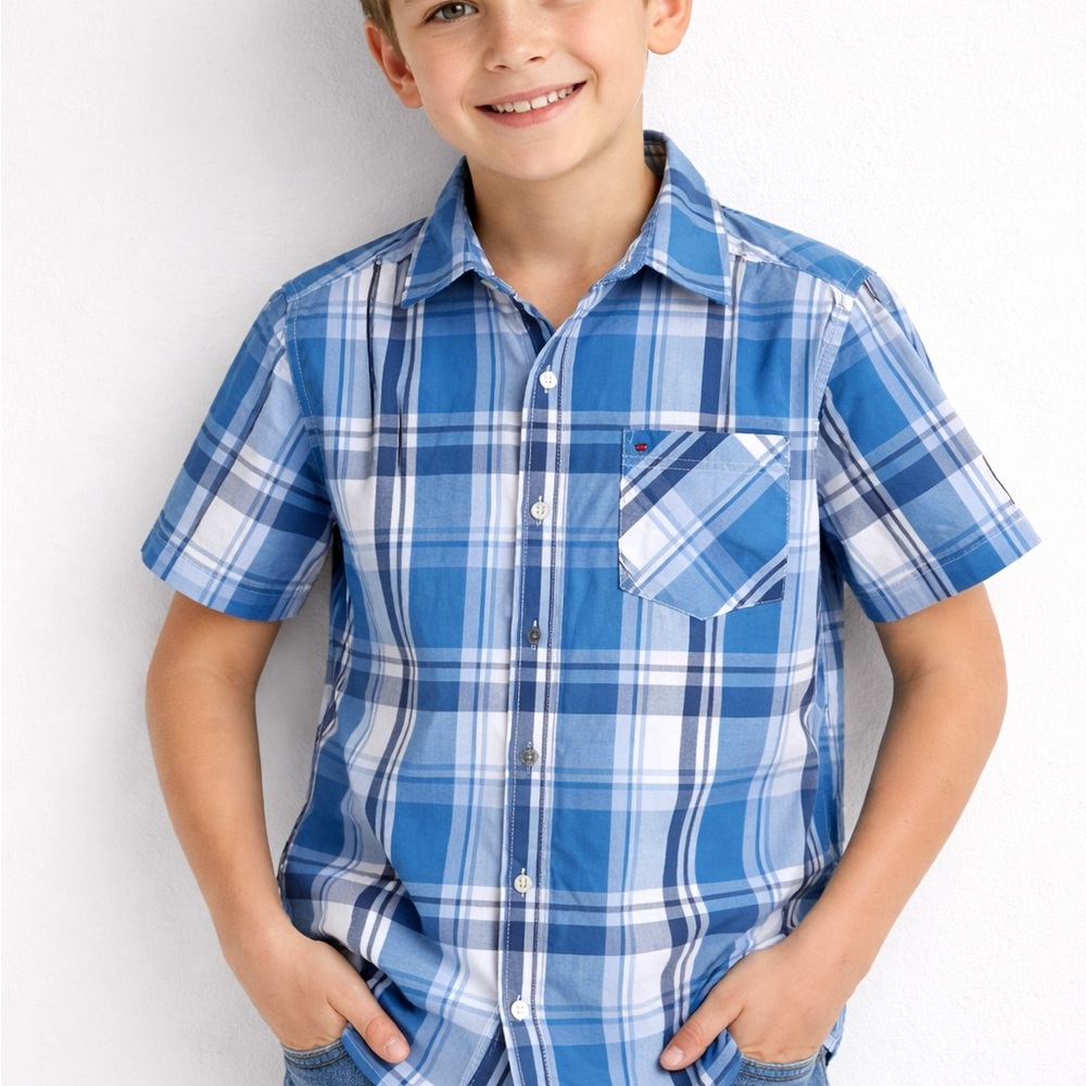 Tommy Hilfiger Kids Blue Checkered Shirt